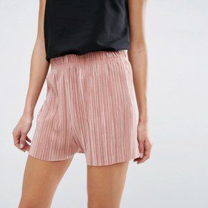 NWOT Rose Gold Metallic Shimmer Pleated Shorts